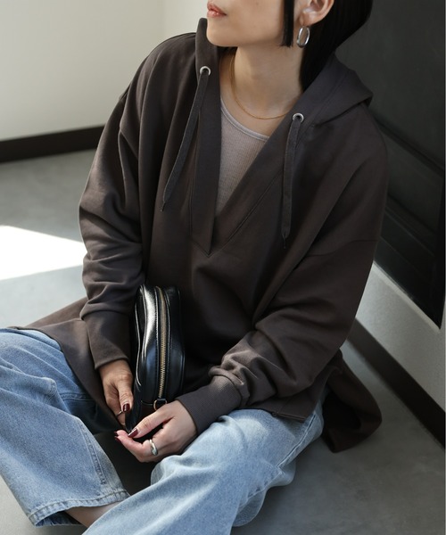 ap retro（アプレトロ）の「【USAコットン】スキッパープルオーバー/パーカー（パーカー・レディース・ベージュ/チャコールグレー/ホワイト/ブラック・FREE）」の6枚目の写真