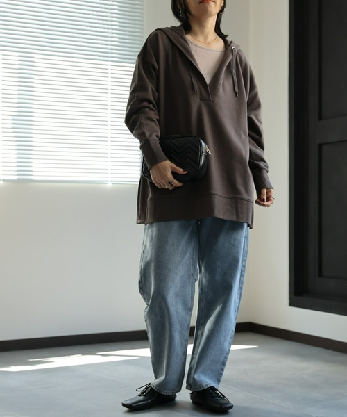 ap retro（アプレトロ）の「【USAコットン】スキッパープルオーバー/パーカー（パーカー・レディース・ベージュ/チャコールグレー/ホワイト/ブラック・FREE）」の7枚目の写真