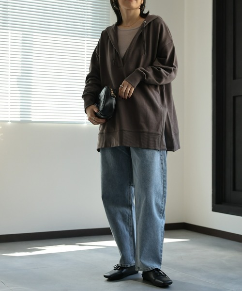 ap retro（アプレトロ）の「【USAコットン】スキッパープルオーバー/パーカー（パーカー・レディース・ベージュ/チャコールグレー/ホワイト/ブラック・FREE）」の8枚目の写真