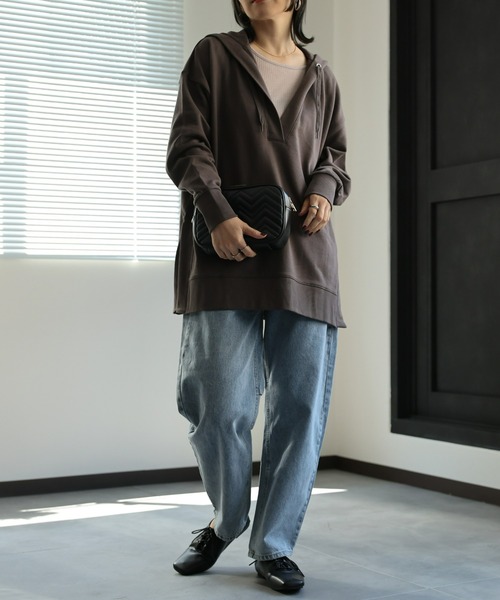 ap retro（アプレトロ）の「【USAコットン】スキッパープルオーバー/パーカー（パーカー・レディース・ベージュ/チャコールグレー/ホワイト/ブラック・FREE）」の9枚目の写真