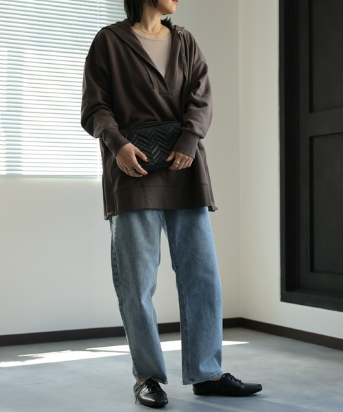 ap retro（アプレトロ）の「【USAコットン】スキッパープルオーバー/パーカー（パーカー・レディース・ベージュ/チャコールグレー/ホワイト/ブラック・FREE）」の14枚目の写真