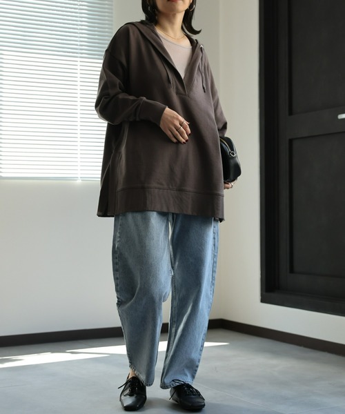 ap retro（アプレトロ）の「【USAコットン】スキッパープルオーバー/パーカー（パーカー・レディース・ベージュ/チャコールグレー/ホワイト/ブラック・FREE）」の15枚目の写真