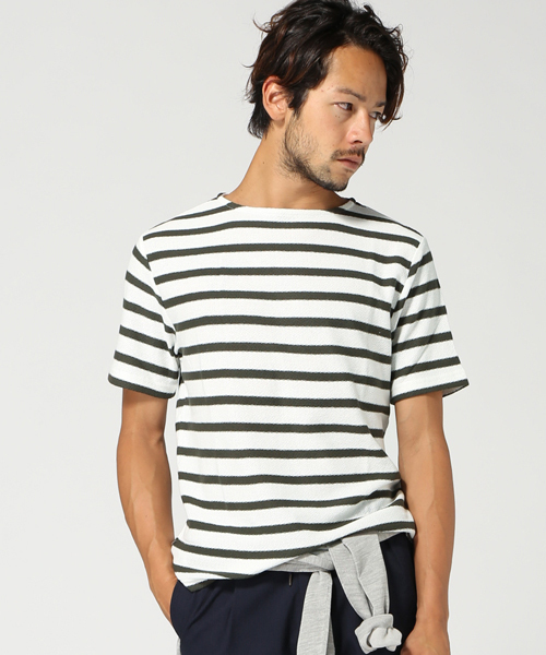 EDIFICE（エディフィス）の「◇ナシジボーダーB/N S/S（Tシャツ/カットソー・メンズ・チャコールグレー/ブラック/カーキ/サックスブルー/ブルー系その他/ネイビー・48/44/46）」の4枚目の写真