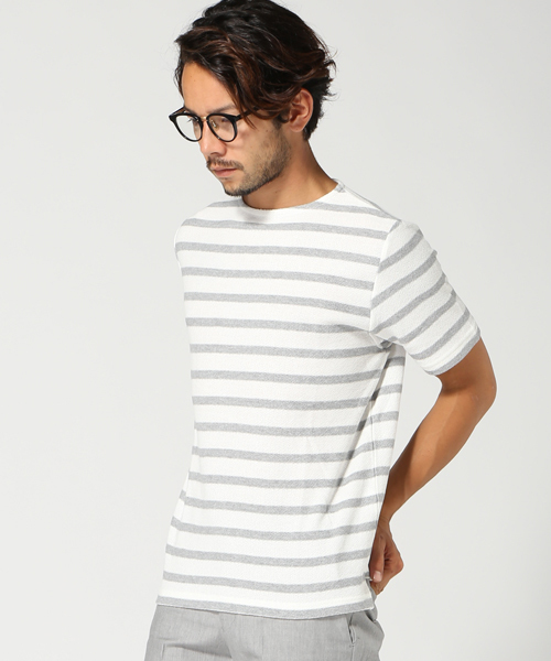 EDIFICE（エディフィス）の「◇ナシジボーダーB/N S/S（Tシャツ/カットソー・メンズ・チャコールグレー/ブラック/カーキ/サックスブルー/ブルー系その他/ネイビー・48/44/46）」の3枚目の写真