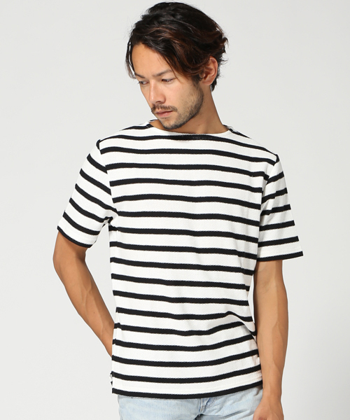 EDIFICE（エディフィス）の「◇ナシジボーダーB/N S/S（Tシャツ/カットソー・メンズ・チャコールグレー/ブラック/カーキ/サックスブルー/ブルー系その他/ネイビー・48/44/46）」の2枚目の写真