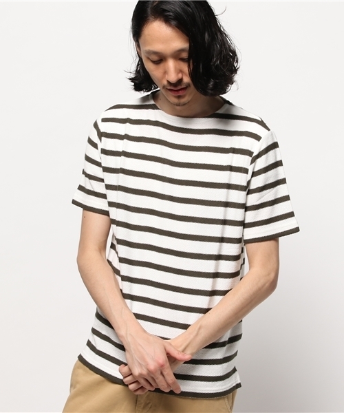 EDIFICE（エディフィス）の「◇ナシジボーダーB/N S/S（Tシャツ/カットソー・メンズ・チャコールグレー/ブラック/カーキ/サックスブルー/ブルー系その他/ネイビー・48/44/46）」の13枚目の写真