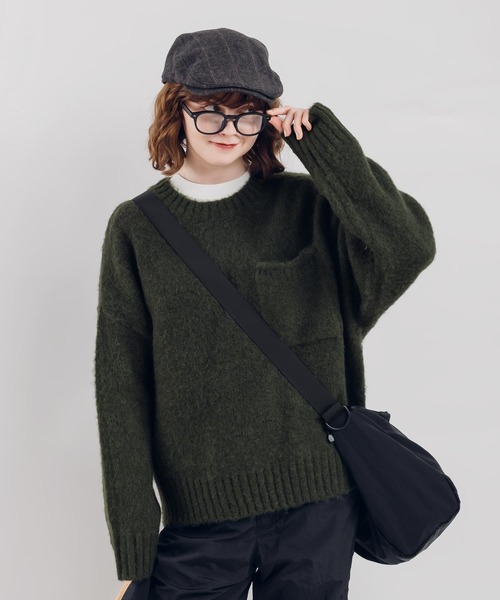 MUHET（ミュエータ）の「ポケット付き起毛ニット（ニット/セーター・レディース・オレンジ/チャコールグレー/カーキ・X-LARGE/MEDIUM）」の3枚目の写真