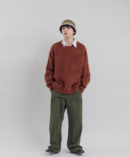 MUHET（ミュエータ）の「ポケット付き起毛ニット（ニット/セーター・レディース・オレンジ/チャコールグレー/カーキ・X-LARGE/MEDIUM）」の7枚目の写真