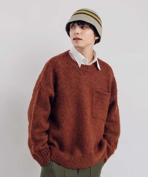 MUHET（ミュエータ）の「ポケット付き起毛ニット（ニット/セーター・レディース・オレンジ/チャコールグレー/カーキ・X-LARGE/MEDIUM）」の5枚目の写真