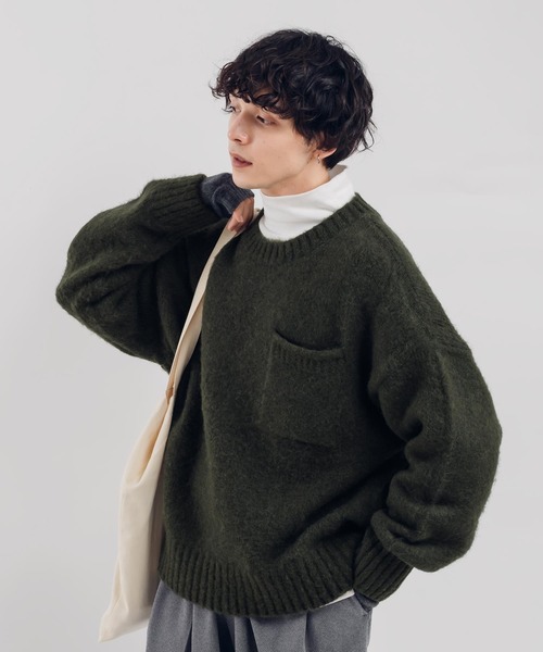 MUHET（ミュエータ）の「ポケット付き起毛ニット（ニット/セーター・レディース・オレンジ/チャコールグレー/カーキ・X-LARGE/MEDIUM）」の16枚目の写真