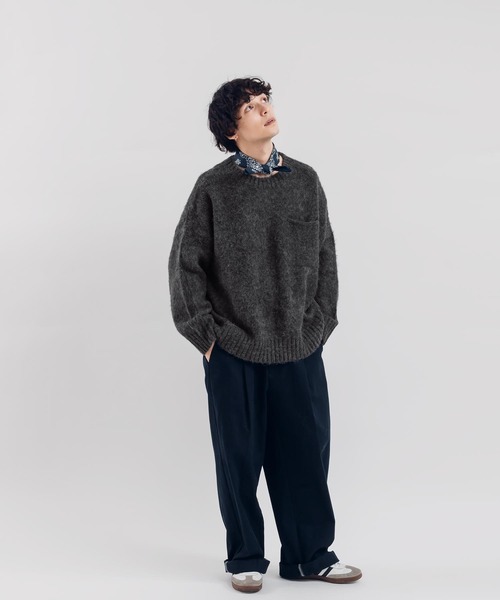 MUHET（ミュエータ）の「ポケット付き起毛ニット（ニット/セーター・レディース・オレンジ/チャコールグレー/カーキ・X-LARGE/MEDIUM）」の13枚目の写真