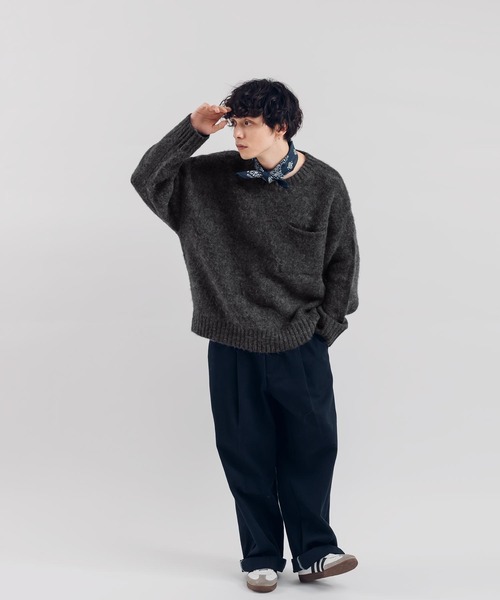 MUHET（ミュエータ）の「ポケット付き起毛ニット（ニット/セーター・レディース・オレンジ/チャコールグレー/カーキ・X-LARGE/MEDIUM）」の12枚目の写真