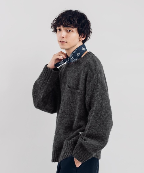 MUHET（ミュエータ）の「ポケット付き起毛ニット（ニット/セーター・レディース・オレンジ/チャコールグレー/カーキ・X-LARGE/MEDIUM）」の11枚目の写真