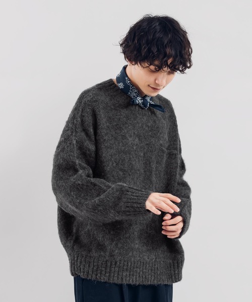 MUHET（ミュエータ）の「ポケット付き起毛ニット（ニット/セーター・レディース・オレンジ/チャコールグレー/カーキ・X-LARGE/MEDIUM）」の10枚目の写真