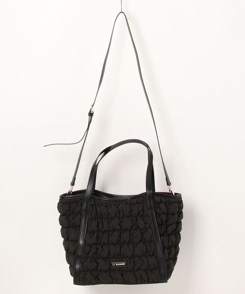 LA BAGAGERIE（ラバガジェリー）の「ポップコーンキルト2WAYトート Mサイズ（トートバッグ・レディース・ブラック/ライトグリーン/グレイッシュベージュ/ダークグレー・FREE）」の2枚目の写真