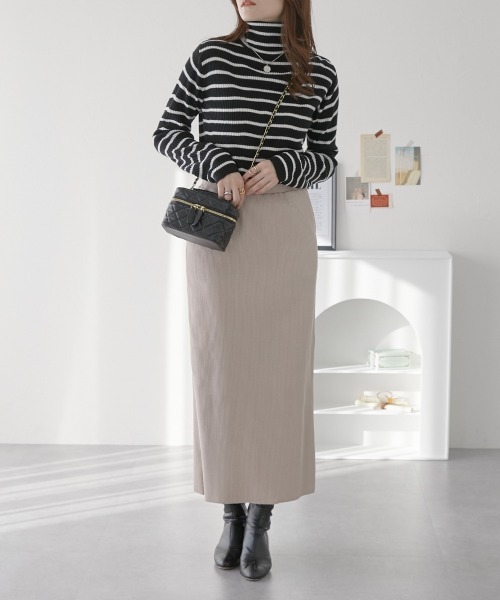 nissen（ニッセン）の「セルフカット　裏微起毛リブＩラインスカート（スカート・レディース・ライトベージュ/ブラック/チャコール・L/LL/M/S）」の15枚目の写真