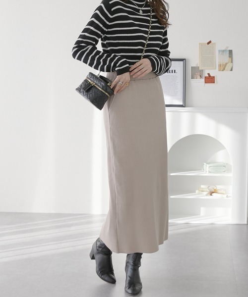 nissen（ニッセン）の「セルフカット　裏微起毛リブＩラインスカート（スカート・レディース・ライトベージュ/ブラック/チャコール・L/LL/M/S）」の17枚目の写真