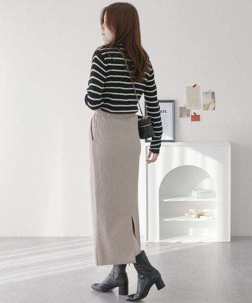 nissen（ニッセン）の「セルフカット　裏微起毛リブＩラインスカート（スカート・レディース・ライトベージュ/ブラック/チャコール・L/LL/M/S）」の18枚目の写真
