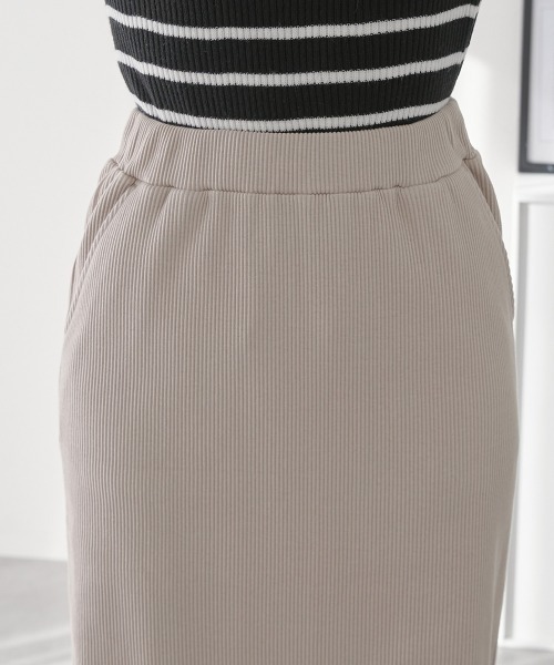 nissen（ニッセン）の「セルフカット　裏微起毛リブＩラインスカート（スカート・レディース・ライトベージュ/ブラック/チャコール・L/LL/M/S）」の21枚目の写真