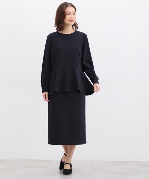 Honeys（ハニーズ）の「ペプラムトップス（Tシャツ/カットソー・レディース・ネイビー/ブラック/グレイッシュベージュ/ベージュ・L/LL/M/3L/S）」の13枚目の写真