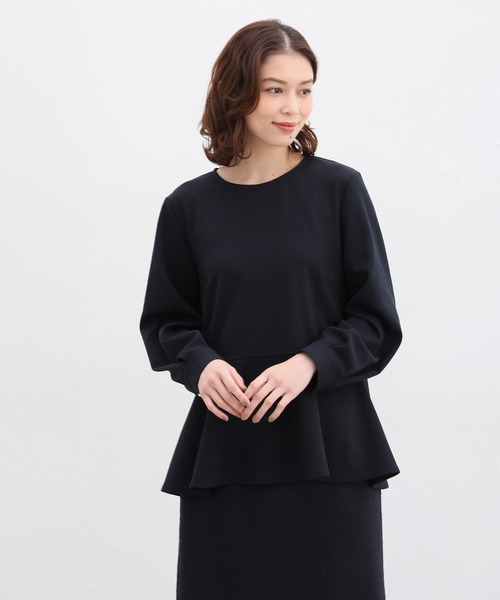 Honeys（ハニーズ）の「ペプラムトップス（Tシャツ/カットソー・レディース・ネイビー/ブラック/グレイッシュベージュ/ベージュ・L/LL/M/3L/S）」の14枚目の写真