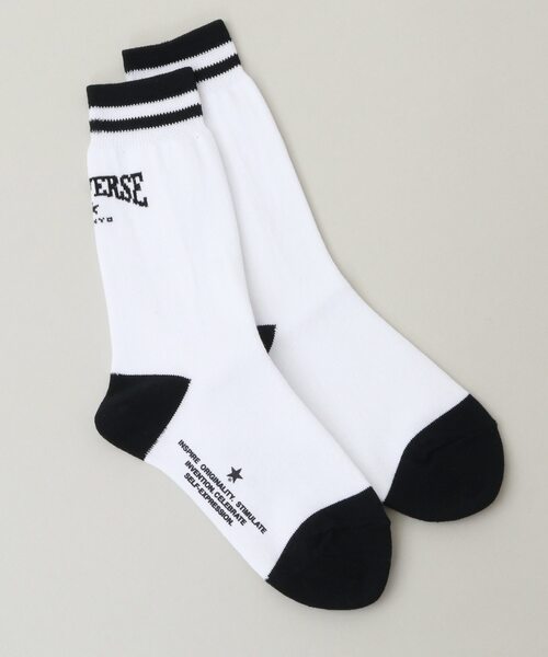CONVERSE TOKYO（コンバーストウキョウ）の「COLLEGE LOGO LINE SOX（ソックス/靴下・レディース・ホワイト/グレー/ピンク・1/3）」の2枚目の写真