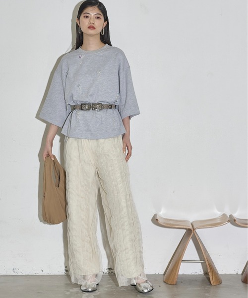 THE YOn(ザヨン)の「フリルチュールレイヤードイージーパンツ(その他パンツ・レディース・ブラック/アイボリー・FREE)」の2枚目の写真