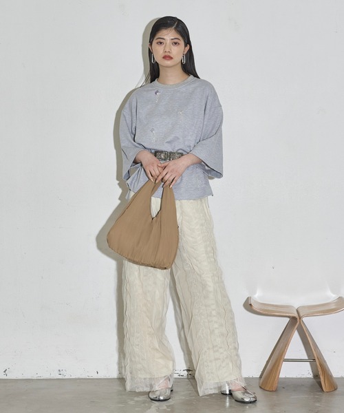 THE YOn(ザヨン)の「フリルチュールレイヤードイージーパンツ(その他パンツ・レディース・ブラック/アイボリー・FREE)」の7枚目の写真