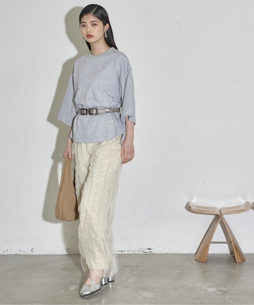 THE YOn(ザヨン)の「フリルチュールレイヤードイージーパンツ(その他パンツ・レディース・ブラック/アイボリー・FREE)」の10枚目の写真