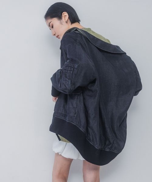 【JEANASIS】リバーシブルフライトジャケット　ブルー JEANASIS ブルゾン アウター リバーシブルフライトジャケット