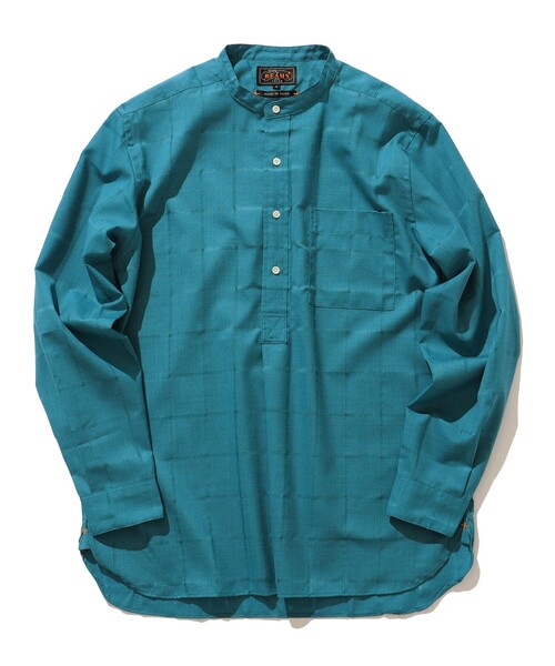 BEAMS PLUS（ビームスプラス）の「BEAMS PLUS / ウール ポリエステル メッシュ バンドカラー プルオーバー シャツ（シャツ/ブラウス・メンズ・オフホワイト/グリーン/サックスブルー・XL/L/M/S）」の3枚目の写真