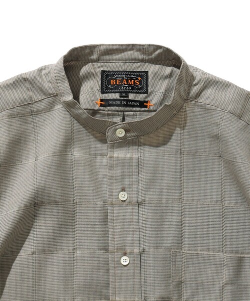 BEAMS PLUS（ビームスプラス）の「BEAMS PLUS / ウール ポリエステル メッシュ バンドカラー プルオーバー シャツ（シャツ/ブラウス・メンズ・オフホワイト/グリーン/サックスブルー・XL/L/M/S）」の12枚目の写真