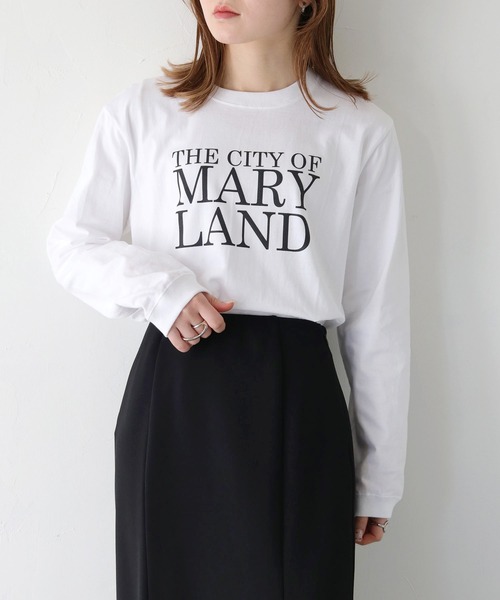 HER CLOSET（ハークローゼット）の「【shemoshelly】WEB限定MARYLANDロゴロンT（Tシャツ/カットソー・レディース・ブラック/オフホワイト・S/M）」の2枚目の写真