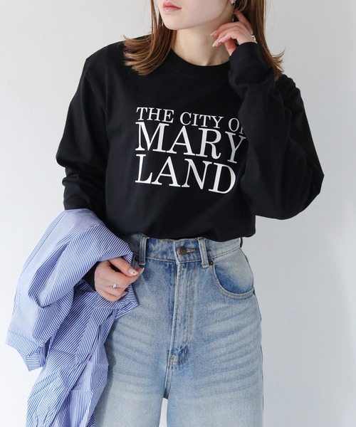 HER CLOSET（ハークローゼット）の「【shemoshelly】WEB限定MARYLANDロゴロンT（Tシャツ/カットソー・レディース・ブラック/オフホワイト・S/M）」の17枚目の写真