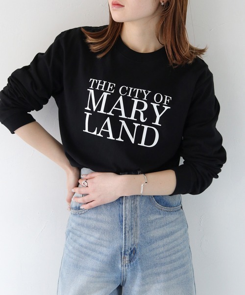 HER CLOSET（ハークローゼット）の「【shemoshelly】WEB限定MARYLANDロゴロンT（Tシャツ/カットソー・レディース・ブラック/オフホワイト・S/M）」の15枚目の写真