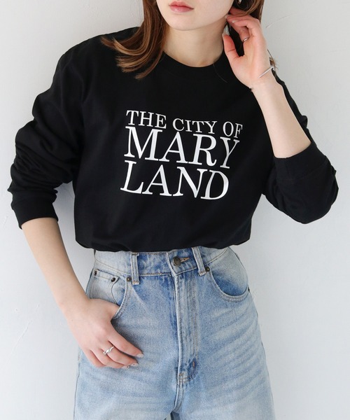 HER CLOSET（ハークローゼット）の「【shemoshelly】WEB限定MARYLANDロゴロンT（Tシャツ/カットソー・レディース・ブラック/オフホワイト・S/M）」の14枚目の写真