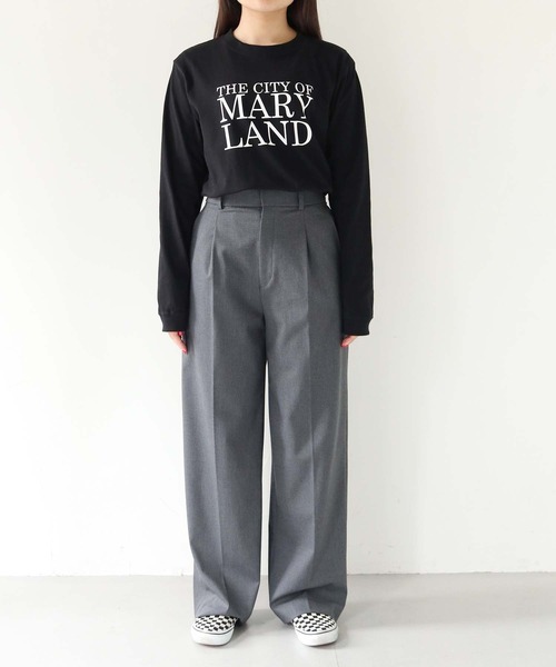 HER CLOSET（ハークローゼット）の「【shemoshelly】WEB限定MARYLANDロゴロンT（Tシャツ/カットソー・レディース・ブラック/オフホワイト・S/M）」の3枚目の写真