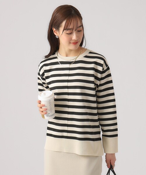 DRESKIP（ドレスキップ）の「◆【洗える/セットアップ可】スポンディッシュ クルーネックニット（ニット/セーター・レディース・ホワイト系5/ブラック/ブルー/ライトベージュ・02/04/03）」の2枚目の写真