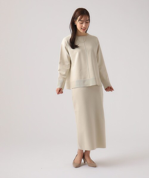 DRESKIP（ドレスキップ）の「◆【洗える/セットアップ可】スポンディッシュ クルーネックニット（ニット/セーター・レディース・ホワイト系5/ブラック/ブルー/ライトベージュ・02/04/03）」の8枚目の写真