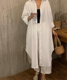 シャツワンピース ロングシャツカーデ