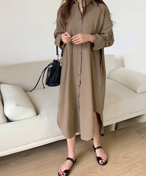 Miniministore(ミニミニストア)の「シャツワンピース ロングシャツカーデ(シャツ/ブラウス・レディース・ブルー/モカ/ホワイト/ブラウン/ベージュ/ピンク/ブラック/カーキ・XL/M/L)」の22枚目の写真