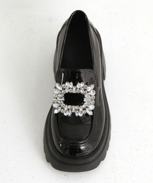Diable baiser(ディアブルベーゼ)の「7.5cm低め厚底ビジューローファーパンプス(パンプス・レディース・ブラック/オフホワイト・23cm/23.5cm/24cm/24.5cm/25cm/22.5cm)」の12枚目の写真
