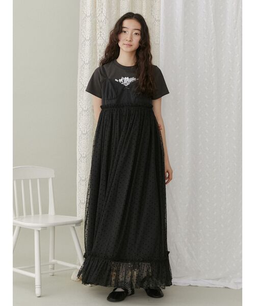 merry jenny（メリージェニー）の「CAT ribbon Tee（Tシャツ/カットソー・レディース・オフホワイト/チャコールグレー/ピンク・FREE）」の4枚目の写真