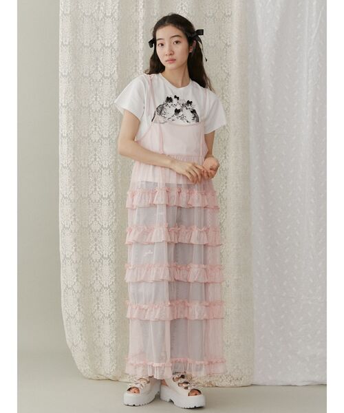 merry jenny（メリージェニー）の「CAT ribbon Tee（Tシャツ/カットソー・レディース・オフホワイト/チャコールグレー/ピンク・FREE）」の6枚目の写真