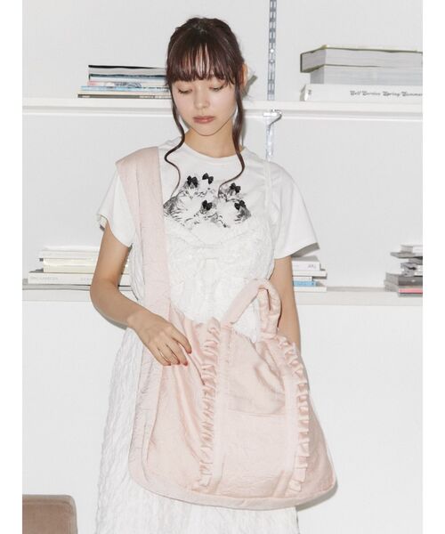 merry jenny（メリージェニー）の「CAT ribbon Tee（Tシャツ/カットソー・レディース・オフホワイト/チャコールグレー/ピンク・FREE）」の16枚目の写真