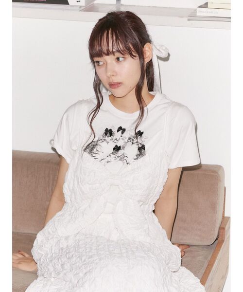 merry jenny（メリージェニー）の「CAT ribbon Tee（Tシャツ/カットソー・レディース・オフホワイト/チャコールグレー/ピンク・FREE）」の18枚目の写真