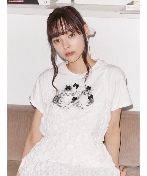 merry jenny（メリージェニー）の「CAT ribbon Tee（Tシャツ/カットソー・レディース・オフホワイト/チャコールグレー/ピンク・FREE）」の19枚目の写真