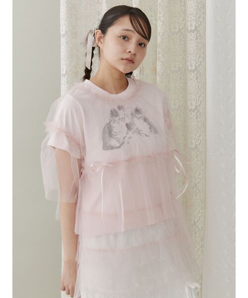 merry jenny（メリージェニー）の「CAT ribbon Tee（Tシャツ/カットソー・レディース・オフホワイト/チャコールグレー/ピンク・FREE）」の21枚目の写真