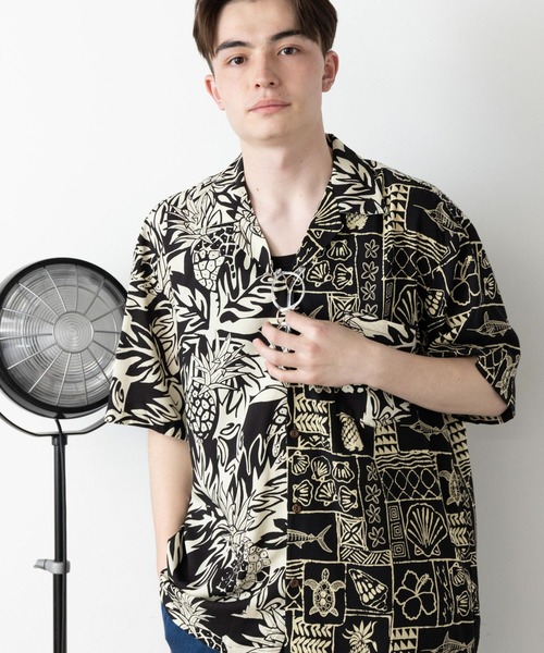 TWO PALMS（トゥーパームス）の「TWO PALMS/トゥーパームス S/S Hawaiian Shirt / CRAZY Maline×WILD PINEAPPLE シャツ アロハシャツ 開襟シャツ（シャツ/ブラウス・メンズ・ブラック・L/XL/M）」の4枚目の写真