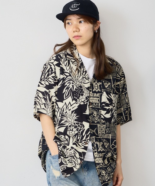 TWO PALMS（トゥーパームス）の「TWO PALMS/トゥーパームス S/S Hawaiian Shirt / CRAZY Maline×WILD PINEAPPLE シャツ アロハシャツ 開襟シャツ（シャツ/ブラウス・メンズ・ブラック・L/XL/M）」の9枚目の写真